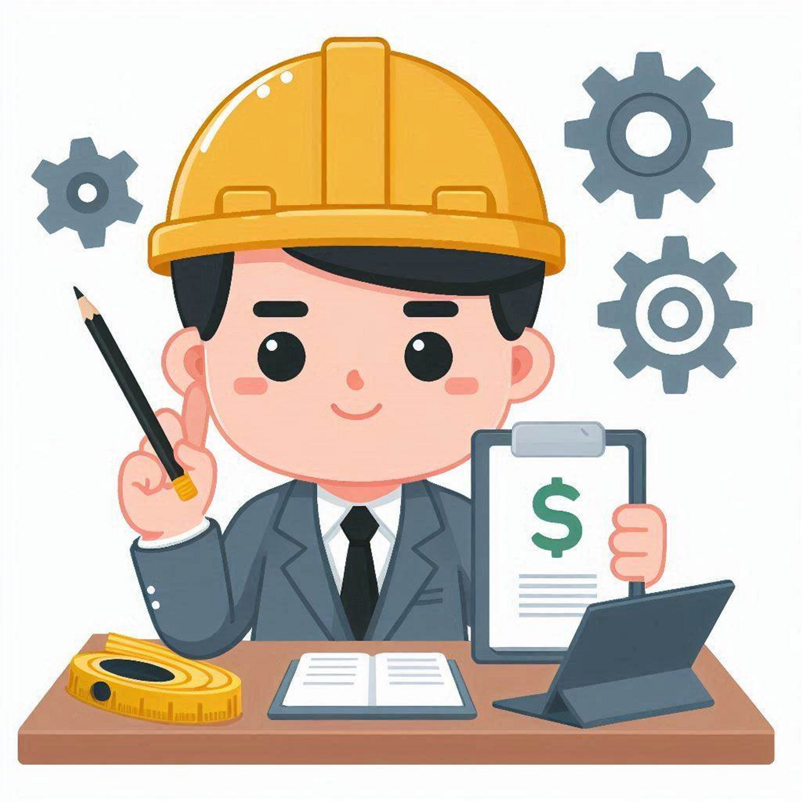 Businessman in hardhat holding pencil and clipboard. Vector illustration. Consejos para Licitar un Proyecto de Casa